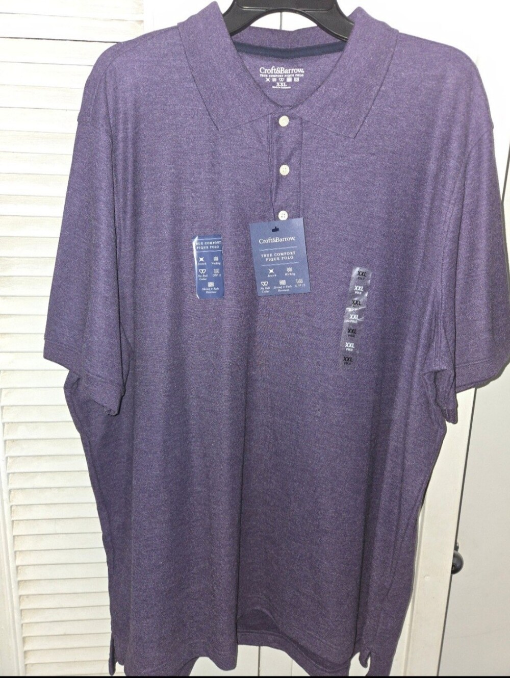 Croft & Barrow True Comfort Pique Polo Purple Men's Size XXL - NWT